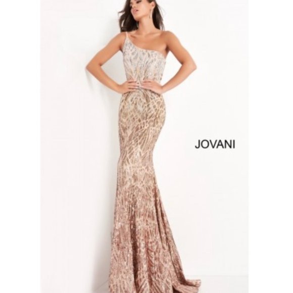 Jovani Dresses & Skirts - Jovani Silver Cafe Embellished One Shoulder Special Occasion Dress 622/196